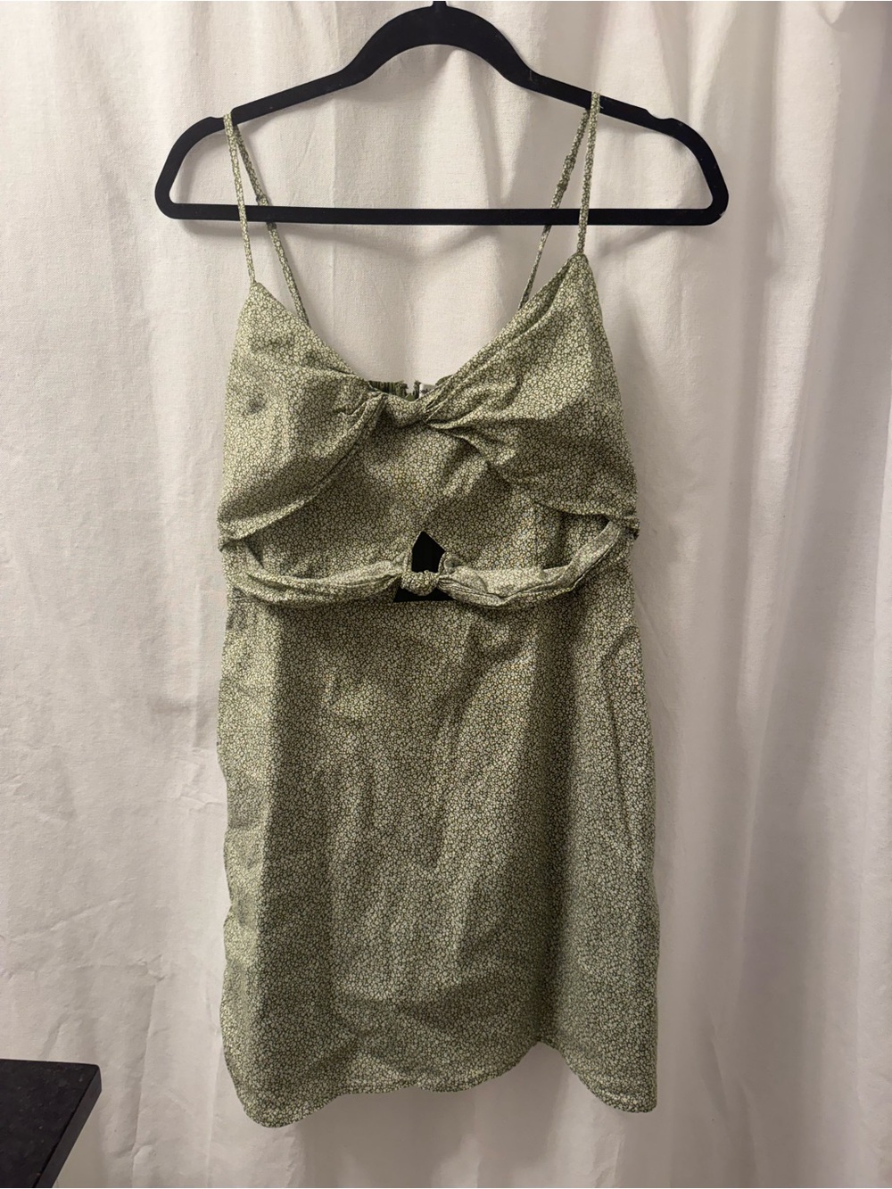 Green Floral Cutout Dress